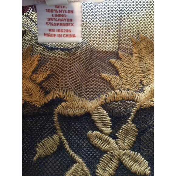 Sundance Sheer Black Gold Embroidered Floral Blouse Top Size L Whimsigoth - Picture 6 of 8